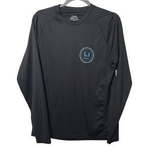 Huk Long Sleeve Performance‎ Fishing Shirt Men's Medium Black Logo Outdoor Lake